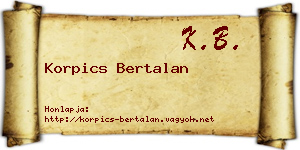 Korpics Bertalan névjegykártya