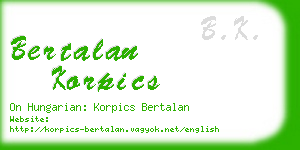bertalan korpics business card